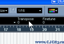 Рисунок 11 - Транспонирование в Steinberg Cubase SX