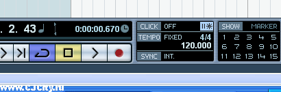 Рисунок 3 - Отключение фиксированного темпа и зацикливание в Steinberg Cubase SX 3